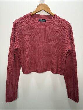 Urban Heritage Cropped Ribbed Sweater - Dusty Rose Size S 18x23